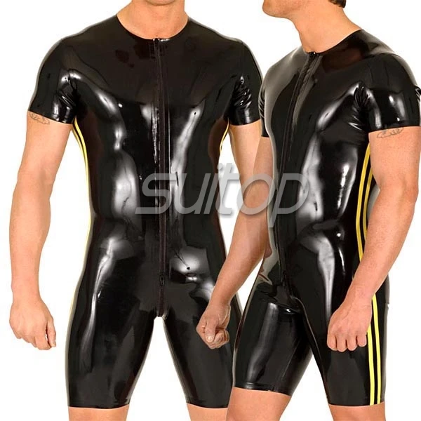 Rubber Catsuits With Front Zip latex garments MEN 's bodaysuit SUITOP