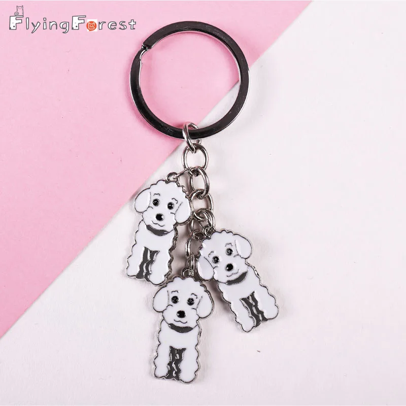 3 Color Poodle Car Key Chain Teddy Dog Key Ring DIY Pet Tag Keychains Fashion Jewelry Pendants Gift To Best Friend Drop Shipping