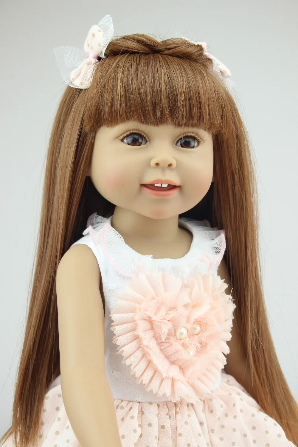 Can Stand American Doll Full Silicone Vinyl Babies Reborn Mini Girl Cute 45 CM Toddler Toys For Kids Gifts Birthday Brinquedo