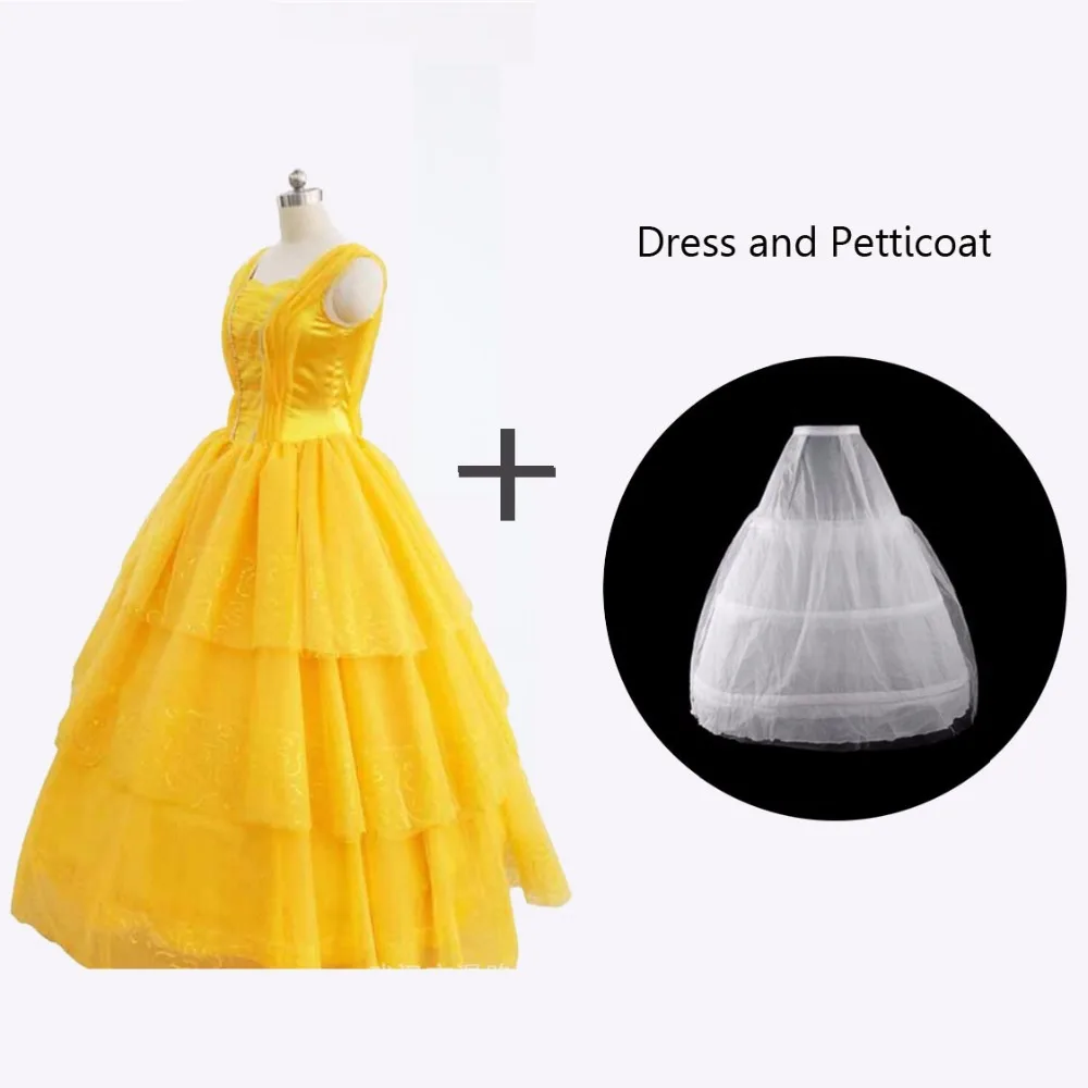 Schoonheid En Het Beest Kostuums Prinses Belle Jurken Volwassen Fancy Cosplay Halloween Kostuum Voor Vrouwen Gele Fantasias Jurk