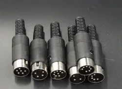 10 Pcs DIN 3 4 5 6 7 8 Pin Male Plug Solder Connector with Plastic Handle 13mm DIY Adapter