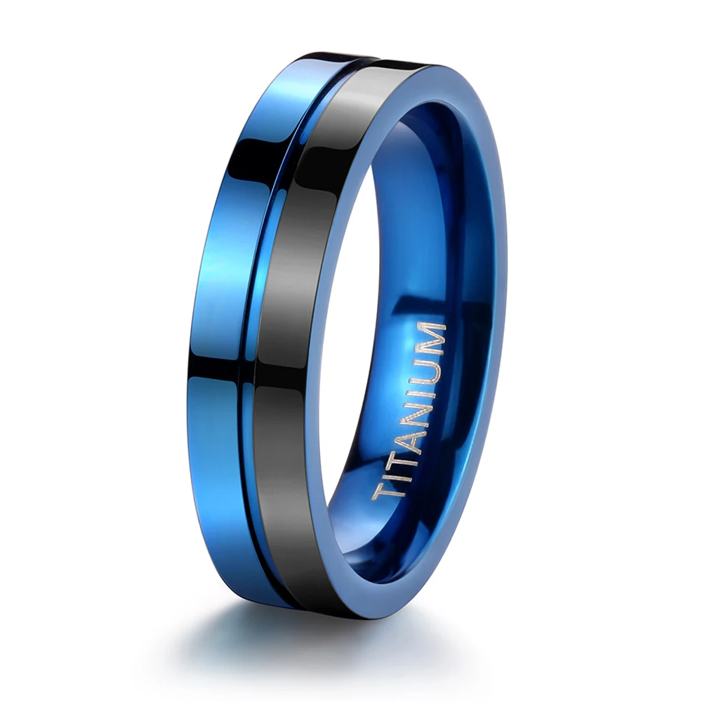 Tigrade Black Blue Titanium Ring 5mm 7mm Men Women Engagement Anel Masculino Rings For Male Wedding bague Anillos Hombre