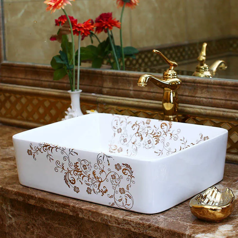 

Rectangular China Artistic Handmade Ceramic Bathroom Sinks Lavobo Round Counter top commercial bathroom sink countertop