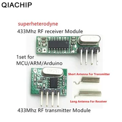 Qiachop-transmisor y receptor de RF, módulo superheterodino ASK de 433 Mhz con antena para Arduino Uno, Kits de bricolaje inalámbricos