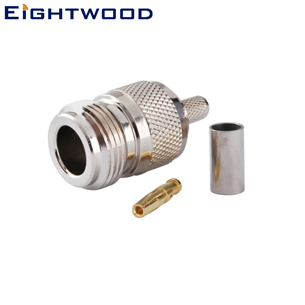 

Eightwood 5PCS N Jack Female RF Coaxial Connector Adapter Crimp RG58/RG142/RG400/LMR195 Cable for Antenna Satellite Systems WLAN