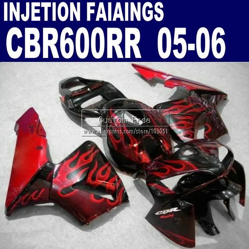 injection molding road fairings set for Honda red flame 600 RR fairing 2005 2006 600RR CBR600RR 05 06 motorcycle parts & seat co