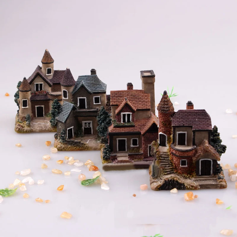 JX-LCLYL żywica Mini wróżka miniaturowe ogrodowe kryty strzechą krajobraz domu mikro udekoruj Ornament