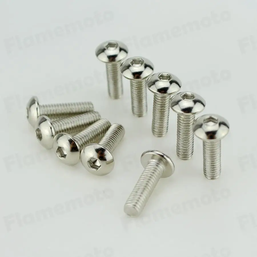 Motorcycle Steel Bolts Screw Chrome 6 x 20mm 10pcs For Harley Touring Dyna Softail Sportster Custom Universal