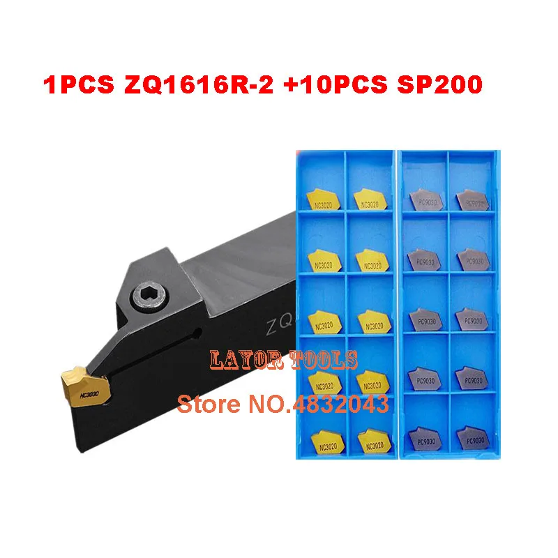 

ZQ1616R-2 ZQ1616R-3 ZQ1616R-4 CNC токарный инструмент 1 шт. + SP200 SP300 SP400NC3020/NC3030 PC9030 ЧПУ твердосплавные пластины, 10 штук в упаковке = 11 шт./компл.