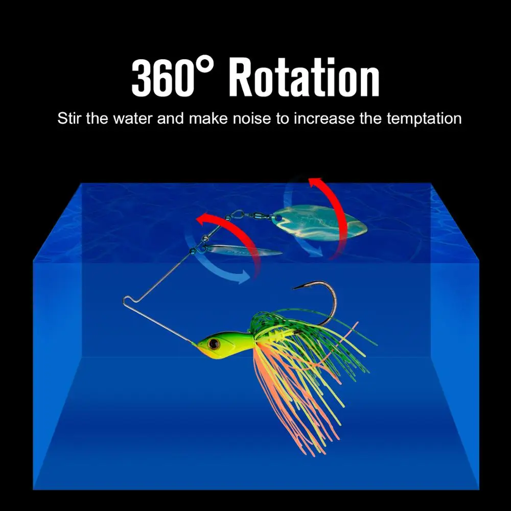 Goture-señuelo de pesca giratorio de alta calidad, 20g/24g, doble hoja de Metal de sauce, falda de silicona, Spinner, cebo con 3/0 #   Gancho