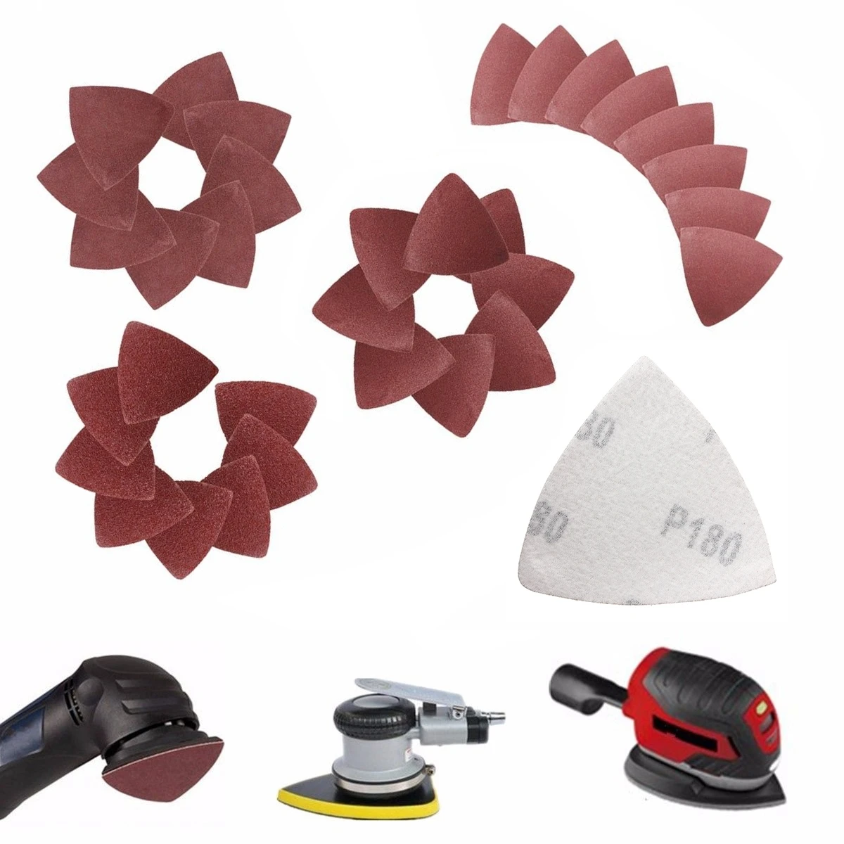 32Pcs 3-1/8'' Universal Triangular Sandpaper Sand Paper For Oscillating Tool
