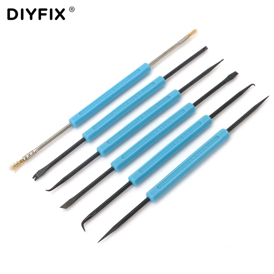 DIYFIX 6 in 1 Steel Solder Assist BGA PCB Repair Tool Set Precision Electronic Components Welding Grinding Cleaning Hand Tools