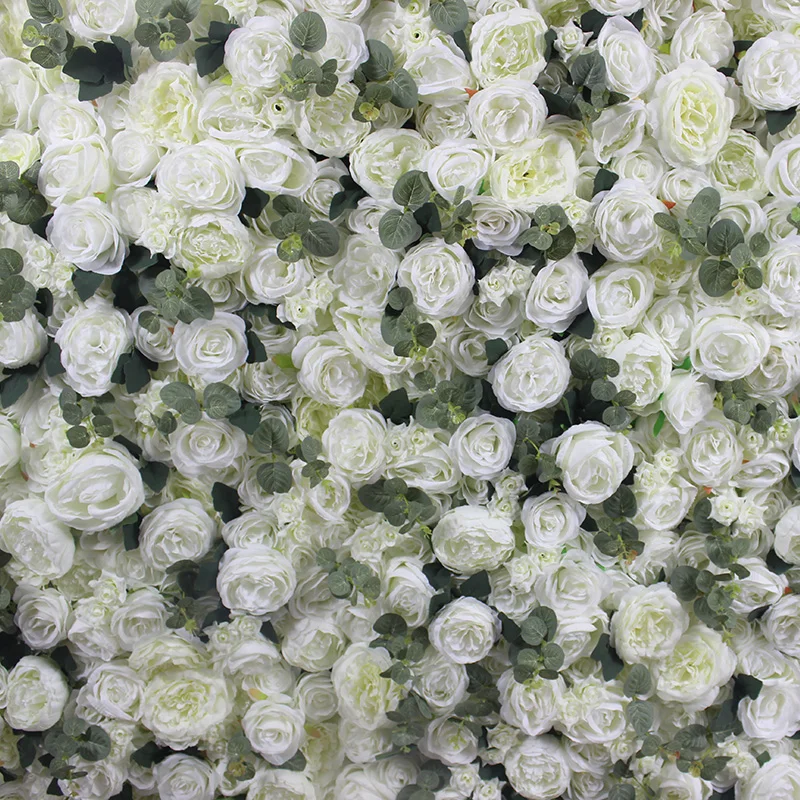 

SPR WHITE IVORY 3D rose peony flower wall for wedding party events backdrop table runner artificial flower arrangements