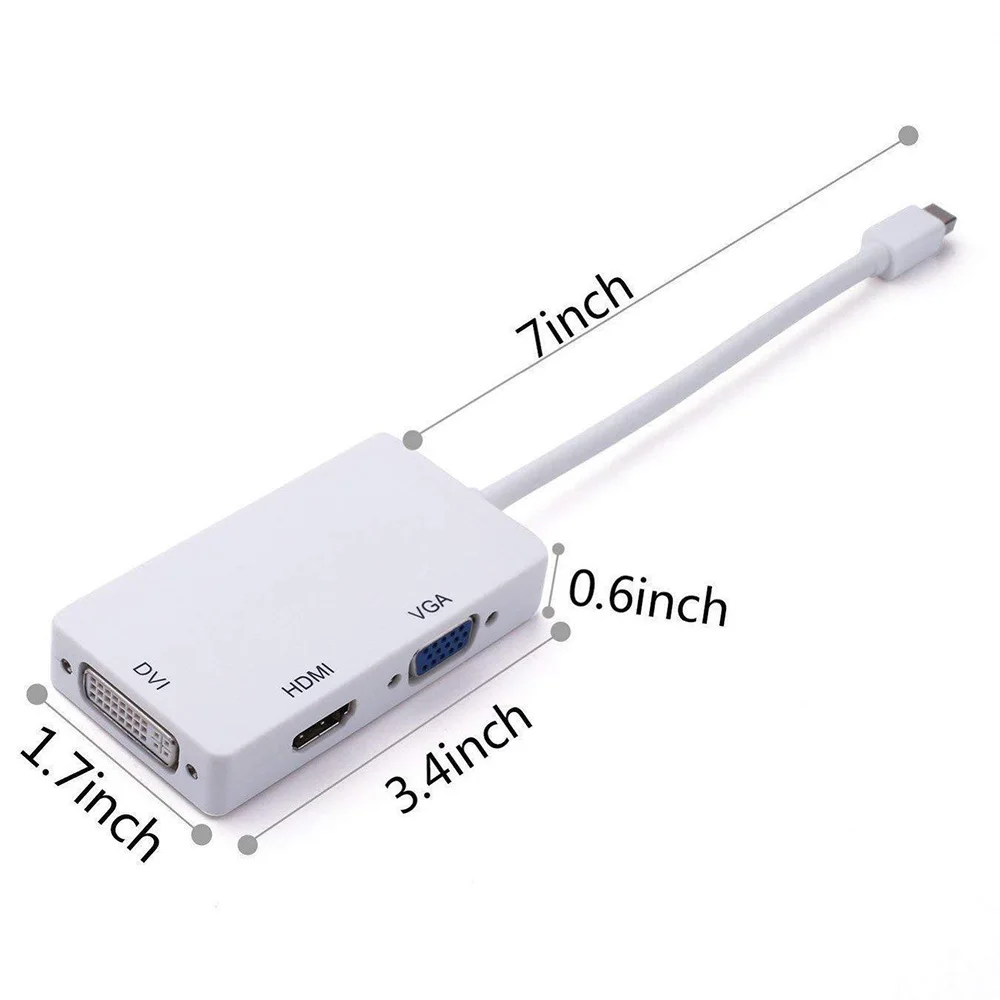 Cavo adattatore 3 In 1 Thunderbolt Mini Display DP maschio a HDMI compatibile/DVI/ VGA femmina per Macbook Apple