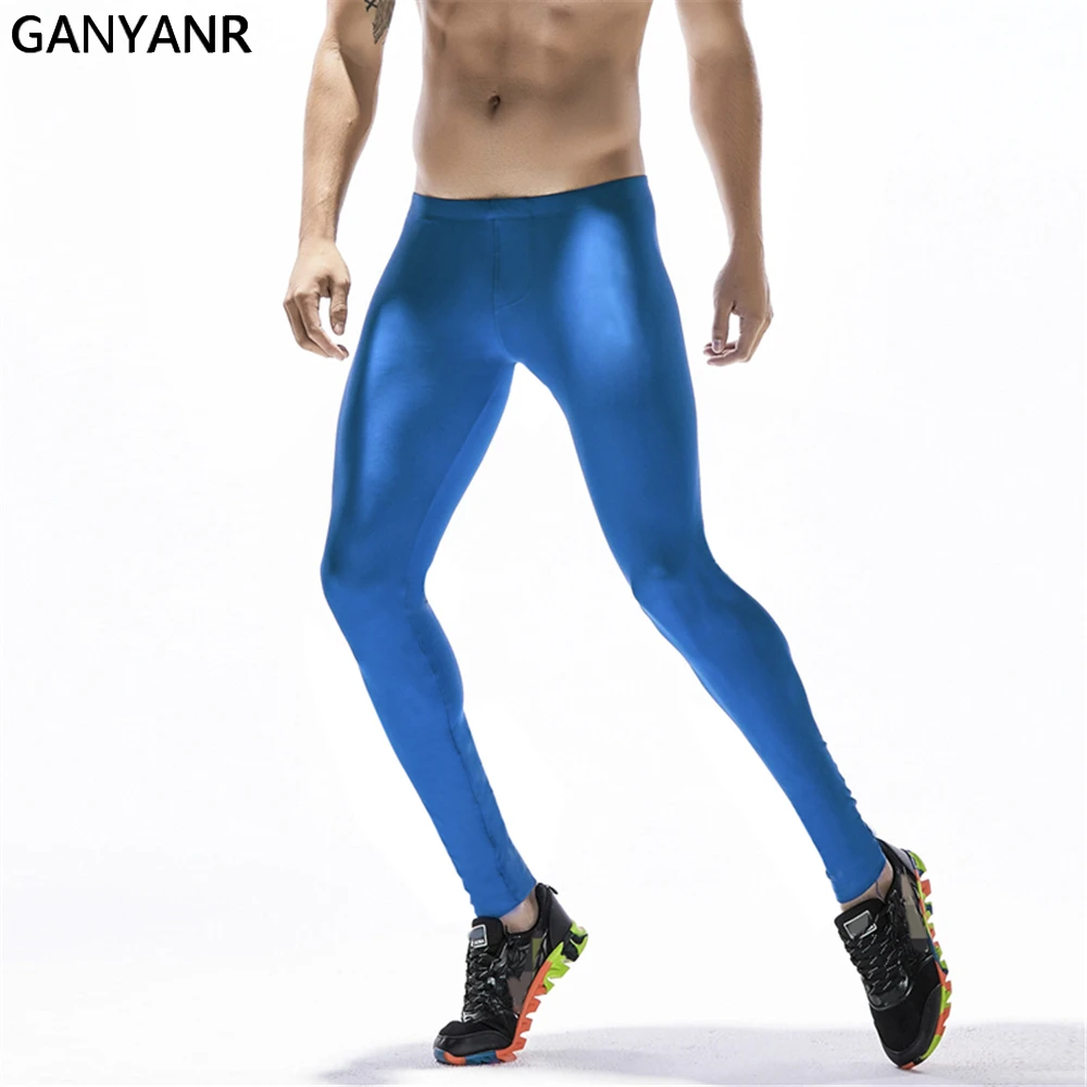 GANYANR Brand Running Tights Men Sportswear Leggings Compression Pants Basketball Yoga Trousers Gym Fitness Athletic Nylon