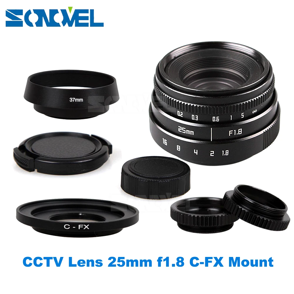 

25mm F1.8 APS-C Television TV Lens CCTV Lens+Lens hood for Fuji Fujifilm X-E2 X-E1 X-Pro1 X-Pro2 X-M1 X-A3 X-A2 X-A1 X-T1 C-FX