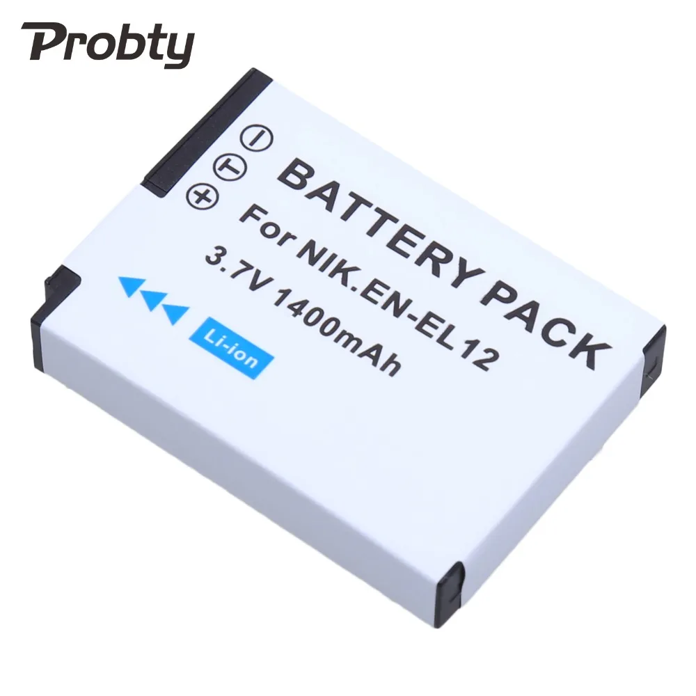 PROBTY EN-EL12 EN EL12 Camera Battery + Charger for Nikon Coolpix S9700 S9500 S9400 S9300 S9100 S8200 S8100 S8000 S6300 S6200