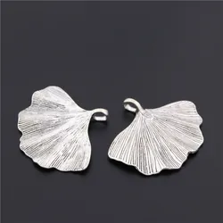 2pcs  Silver Color Color Ginkgo Biloba Leaf Charms  Jewelry Finding DIY Handmade Craft A212