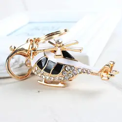 Mini Plane Helicopter Charm Pendant Lovely Crystal Purse Bag Car Keyring Key Chain Jewelry friend Gift