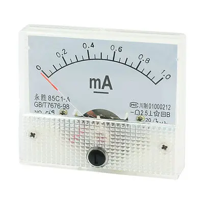 

64 мм x 56 мм Прямоугольный DC 0-1mA аналоговый панельный Амперметр 85C1-A