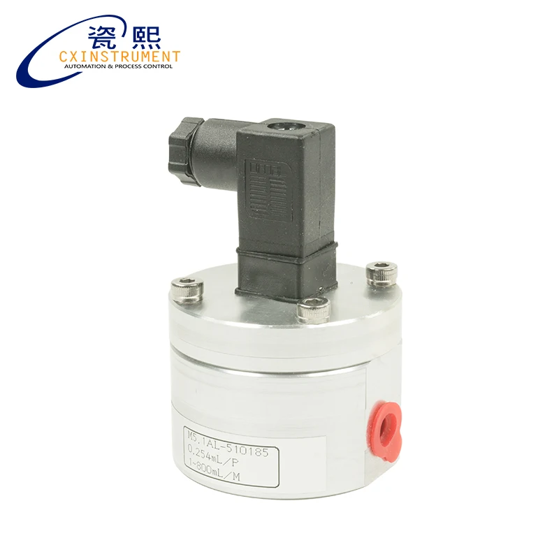 5~1000 ml/min Range Female thread connection and 0.2% accuracy 4~26VDC Power supply Low flow flowmeter