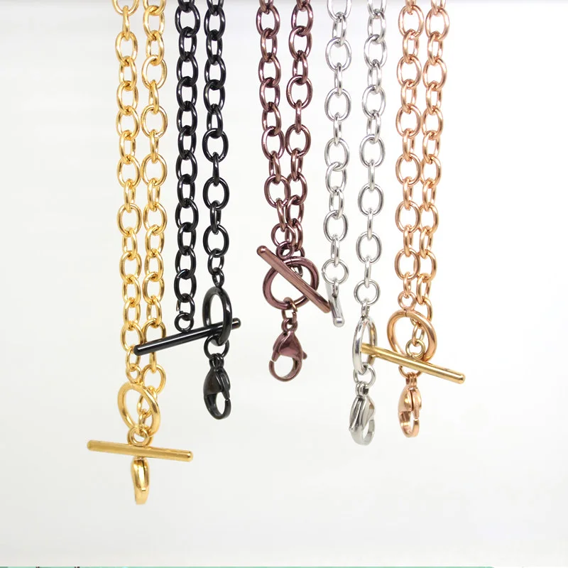 Panpan 316L Stainless steel 5 colors 5.5mm width toggle chain 5 colors (only chain no locket)