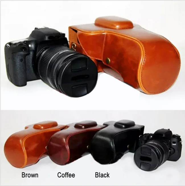 PU Leather Camera case Bag For Canon 750D 760D 18-55mm 18-135mm 18-200mm lens PU Leather case Coffee Brown Black