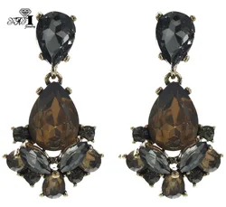 YaYi Jewelry New  Brown Glass Gray Rhinestone Dangle Crystal Earring Women's Fashion Ancient Gold Color Gem Earrings 1165