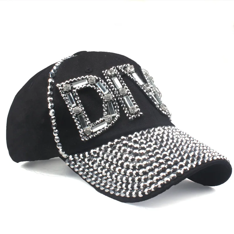 [YARBUU] Baseball Caps With Letter DIVA Women Adjustable Sun Hat Rhinestone Denim Hat And Cotton Snapback Cap Drop Shipping