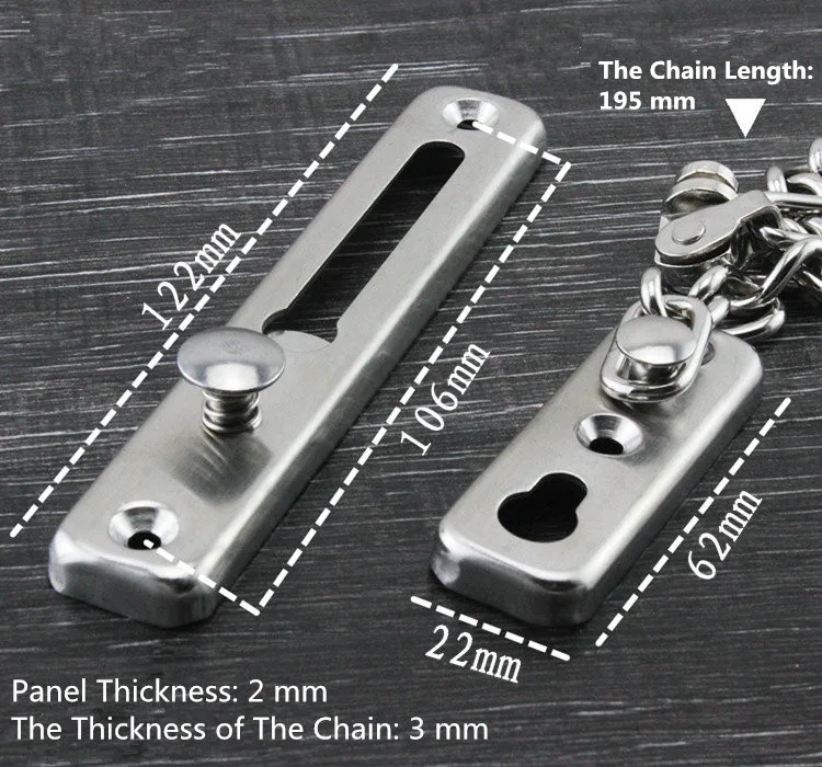 1PCS  YT1091  High-Grade Golden Stainless Steel  Anti-Stealing-Link  Door Chain Hotlink Protection   Contain the mounting screws