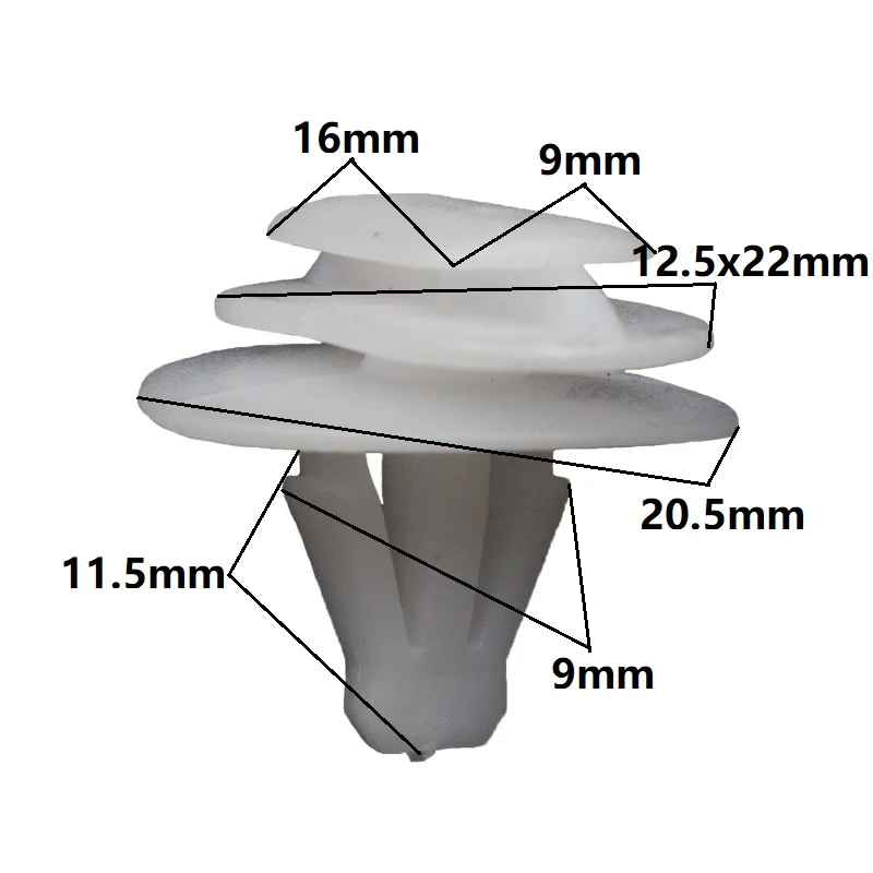 50Pcs Car Fastener White 9mm For Peugeot 3-layer Fender Door Card Panel Plastic Buckle Clips image 2