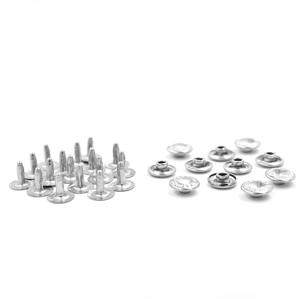 100 Sets Metal Rivets Buckle 9.5 MM Jeans Buttons Silvery BRASS Cramp