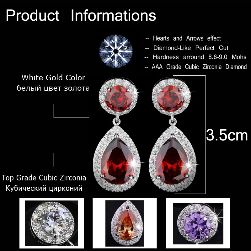 CWWZircons Beautiful and Good Quality Big Purple 5A Cubic Zirconia Crystal Long Drop Earrings For Women Wedding Party CZ016