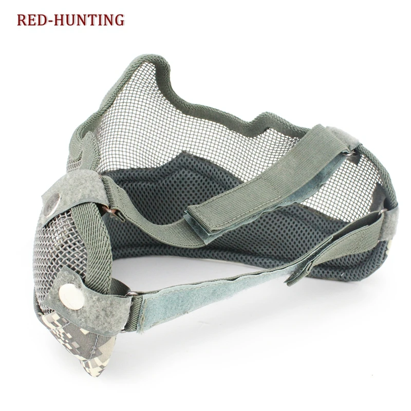 US Army ACU Multicam Tactics Half face metal net mesh protect mask airsoft hunting Military