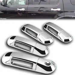 Triple Chrome Plated ABS 4 Door Handle without Passenger Keyhole Cover for 02-10 Mercury Mountaineer / 03-05 Lincoln Aviator