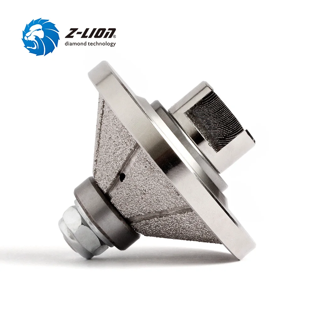 Z-LION E Type Bevel Shape 65*20mm Diamond vacuum Brazed Profile Wheel Hand Shaping Wheel For Granite Marble Stone Edge Grinding