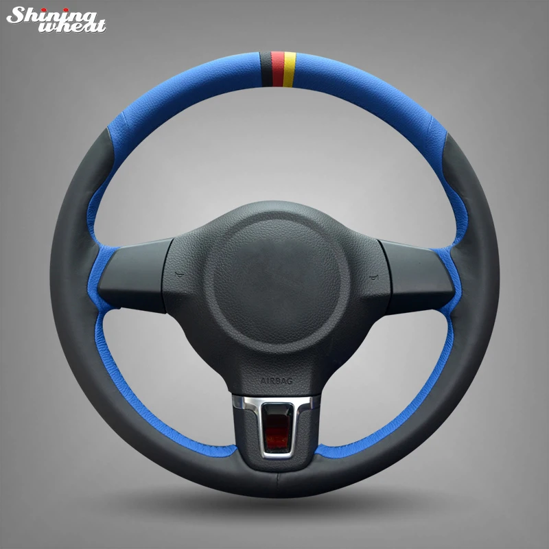 Black Blue Leather Black Red Yellow Marker Steering Wheel Cover for Volkswagen Golf 6 Mk6 VW Polo Sagitar Bora Santana Jetta Mk6