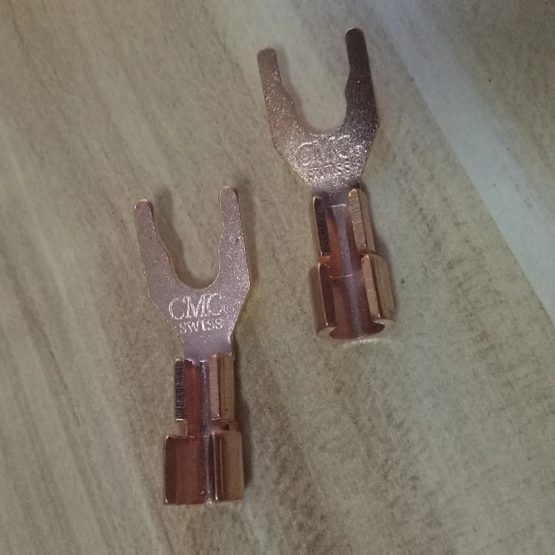 Hi-End 5 มม.ทองแดงลําโพง Y Spades ส้อมขั้วต่อปลั๊กกล้วยปลั๊กเครื่องขยายเสียงลําโพงซ็อกเก็ต