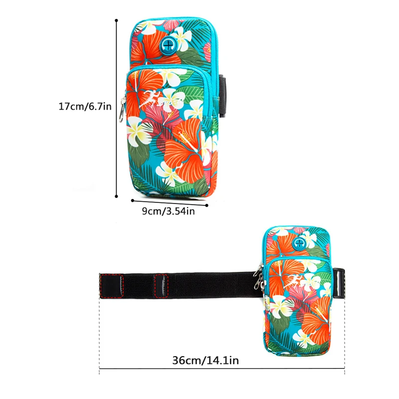 New Trail Running Sport Arm Bags Breathable Printed Flowers Dual Pocket Men Woman Phone Bag For Gym Fitness Accessories