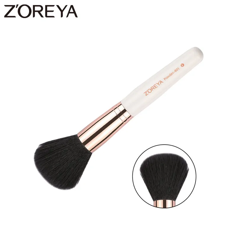 

ZOREYA Brand Single Powder Makeup Brushes Classic Pearl White Wooden Handle Rose Gold Aluminum Ferrule Make Up Tools