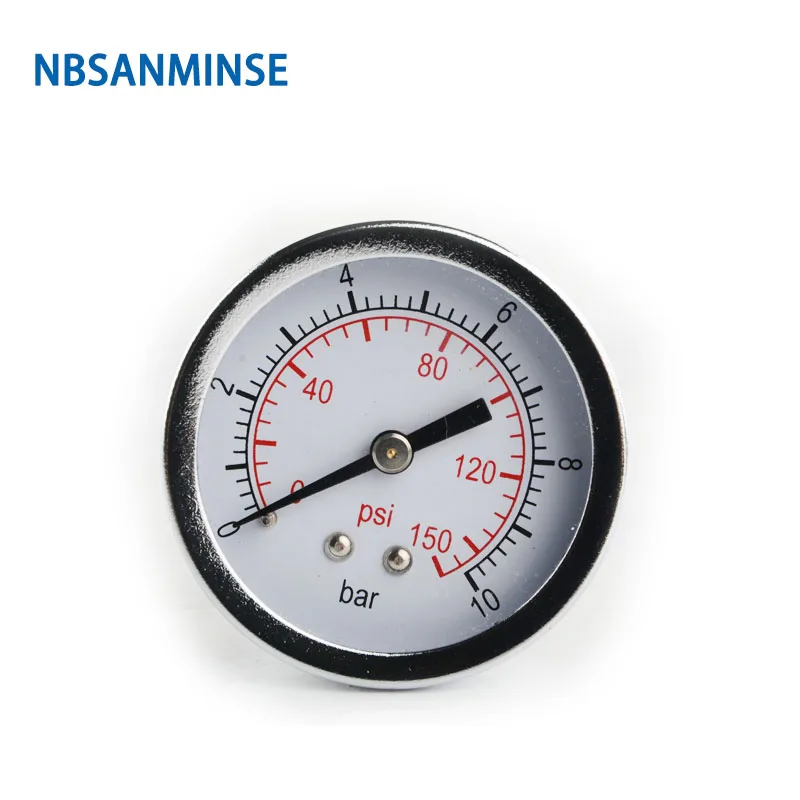 NBSANMINSE SMCB General Purpose Air Pressure Gauge 1/4G / NPT 2 inch 50mm Metal Pressure Gauge 10Bar 150 Psi Pneumatic Air Gauge