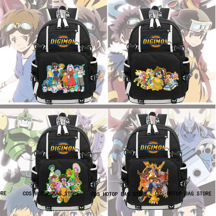 New Unisex Anime Digimon Backpack Knapsack Black Packsack School Otaku Bags