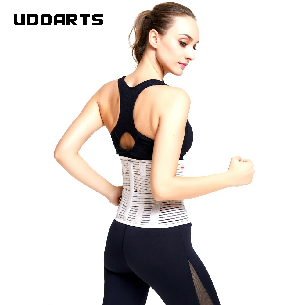 Udoarts Lumbar Support Back Brace With Dual Adjustable Straps, Breathable Mesh Panels And Removable Medical Plastic Splints