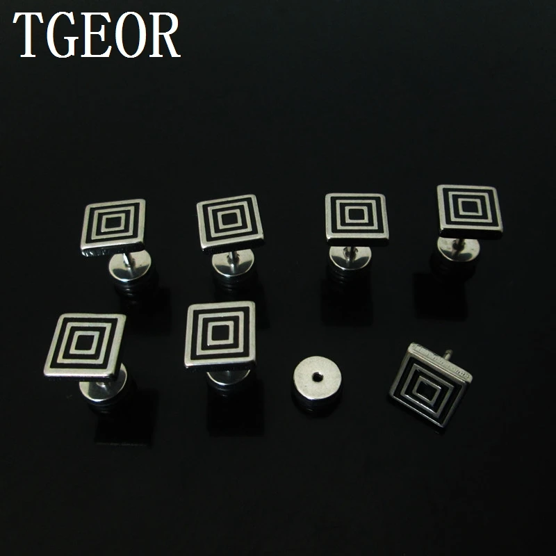 NICE illusion cheaters 1 Pair 1.2*6*6/9mm Stainless Steel corrode the drop black oil square piercing fake plugs FASHION