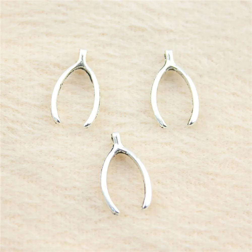 133pcs/lot 16*9mm ancient silver Wishbone charm Pendants DIY jewelry for bracelet necklace earring