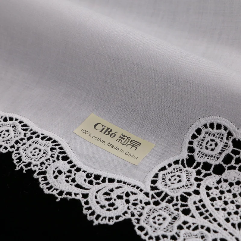 A005: White premium cotton lace handkerchiefs crochet hankies for women/ladies wedding gift