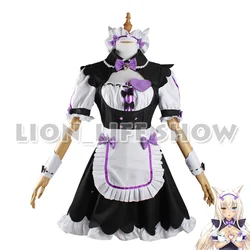 Womens NEKOPARA Chocola Vanilla Maid Cosplay Costume Sexy Cute Dress Full Set