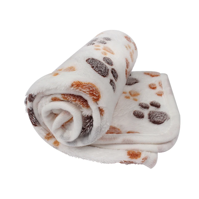 Pet Blanket Mat Winter Warm Soft Dog Cat Bed Dog Paw Print Sleeping House Mattress Cover Cushion For Small Medium Dog Puppy Cat