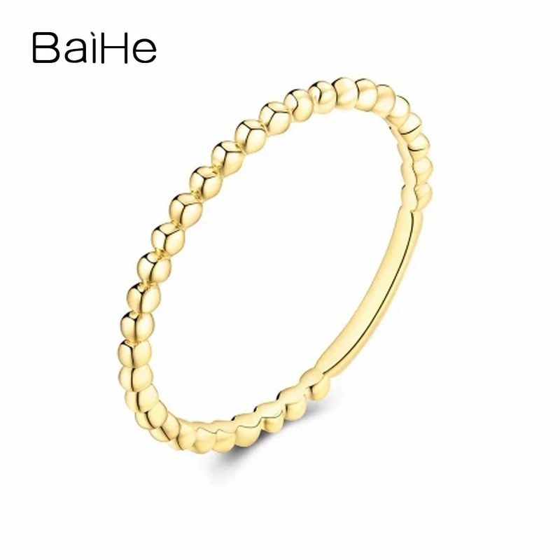 BAIHE Solid 14K Yellow Gold Ring Lady Men Wedding Engagement Trendy Fine Jewelry Making Plain Gold Simple Ring Anillo Oro Liso