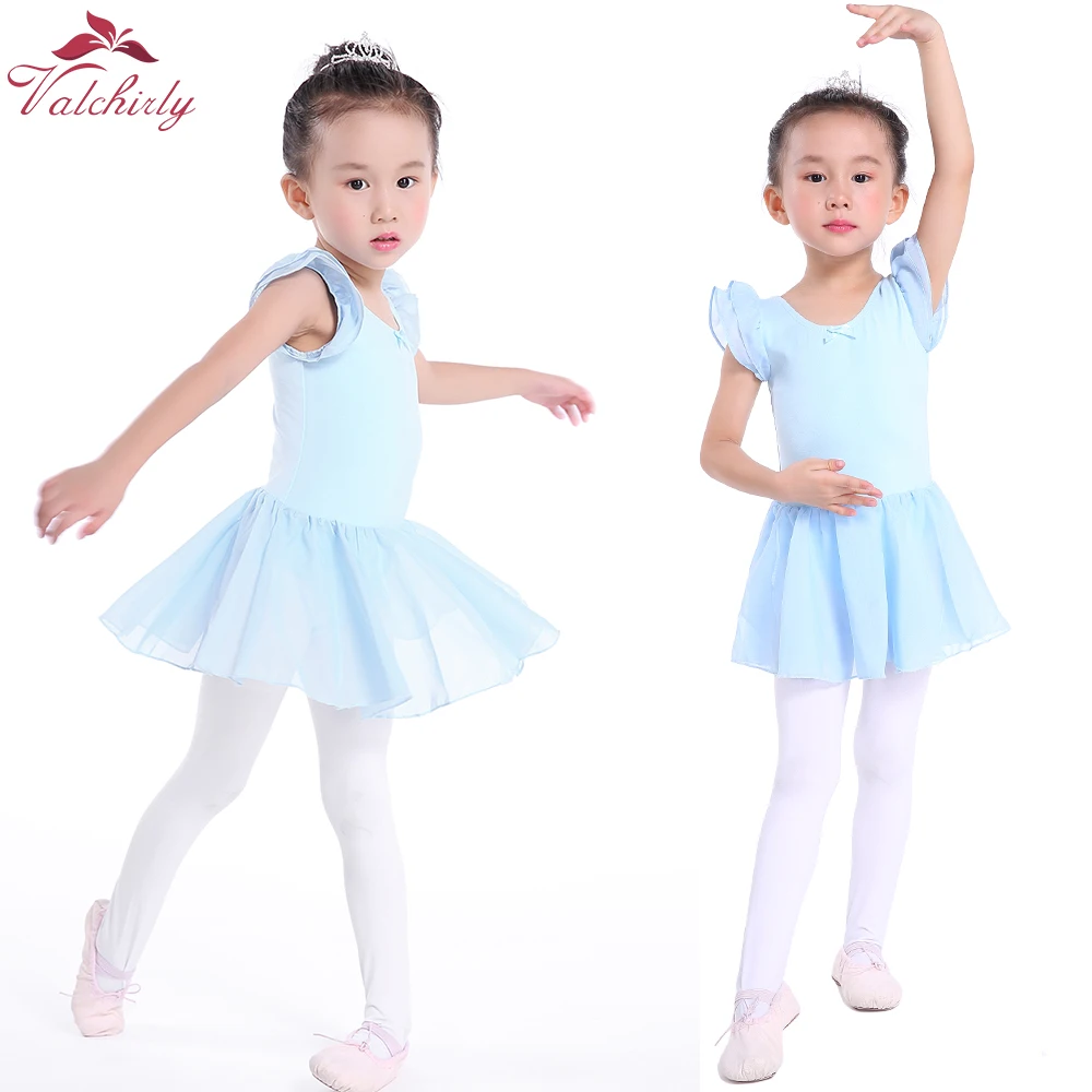 Vestido de balé feminino azul fofo, roupa de dança tutu infantil collant para ginástica e balé para bailarina de menina